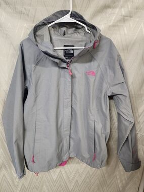 The North Face Women's Light Gray Utility Jacket with Pink Trim